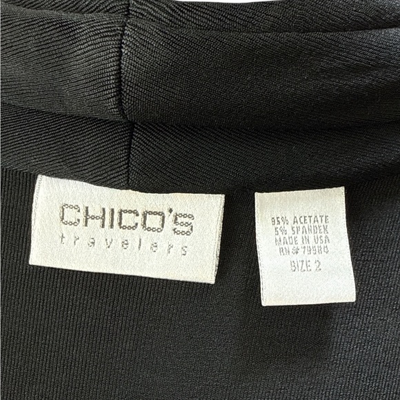 Chico's Travelers Black Open Front Jacket Cardigan Size 2 L Wrinkle Resistant - Picture 5 of 5
